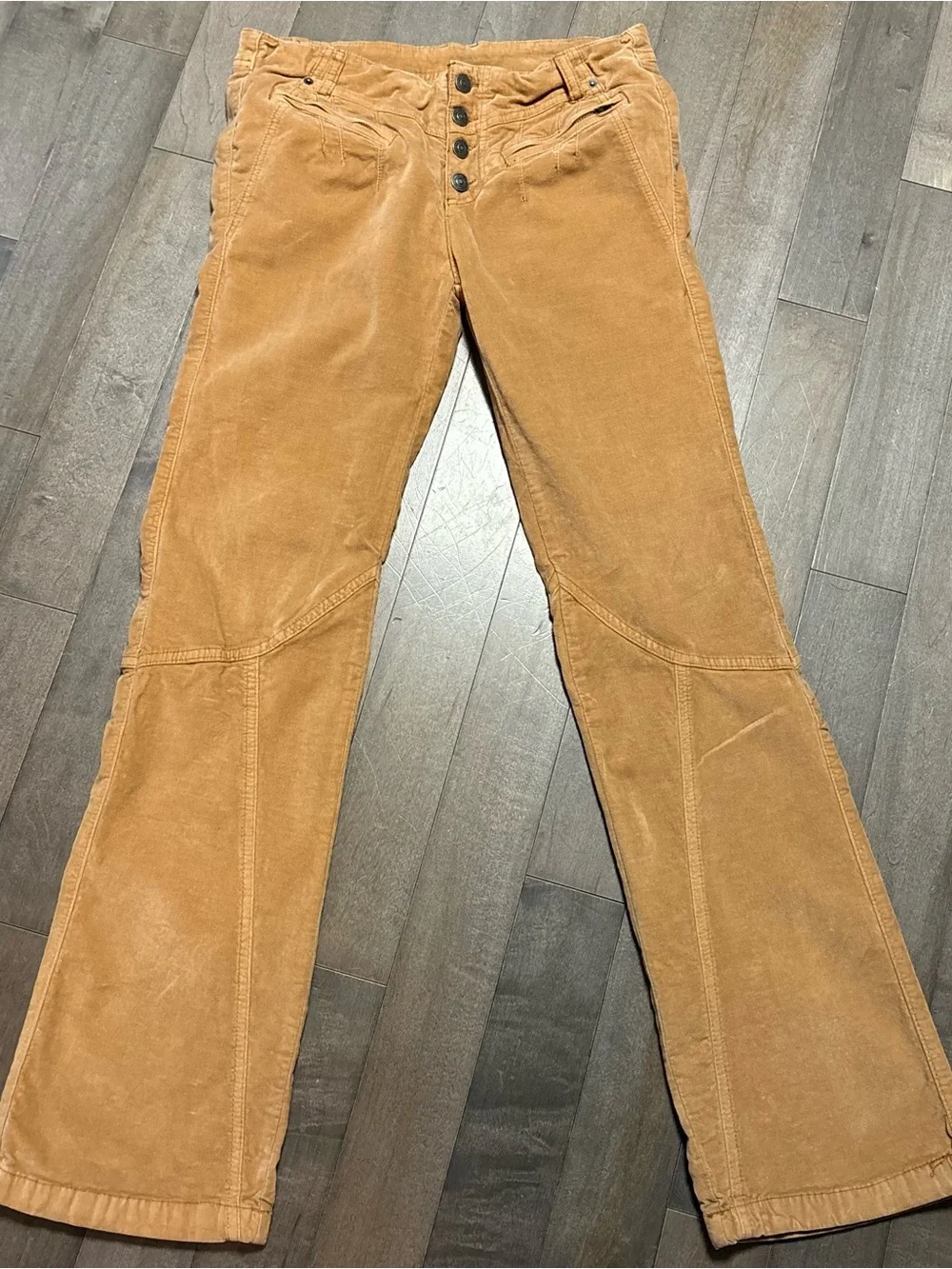 Free People Hit Back Slim Flare velvet corduroy pants Size 6 Tan